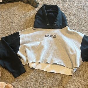 Badwood Black and Gray Cropped Hoodie